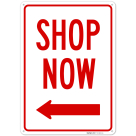 Shop Now With Left Arrow Sign,