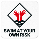 Swim At Your Own Risk Vinyl Adhesive Pool Depth Marker,