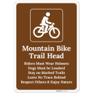 Mountain Bike Trail Head Riders Must Wear Helmets Sign,