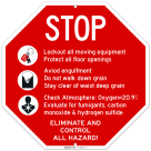 Stop Lockout All Moving Equipment Protect All Floor Opening OSHA Sign,