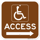 Access With Right Arrow Brown Sign,