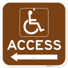 Access With Left Arrow Brown Sign,
