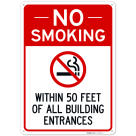 No Smoking Within 50 Feet Of All Building Entrances Sign,