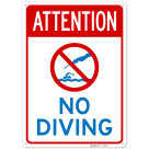 Attention No Diving With Symbol Sign,