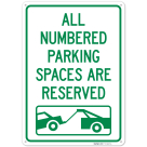All Numbered Parking Spaces Are Reserved Sign,