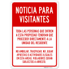 Noticia Para Visitantes Sign,