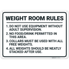Weight Room Rules Sign,