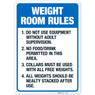 Weight Room Rules Sign Sign,
