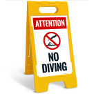 Attention No Diving Folding Floor Sign,