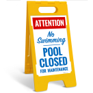 Attention Pool Closed For Maintenance No Swimming Folding Floor Sign,