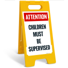 Attention Children Must Be SupervIsed Folding Floor Sign,