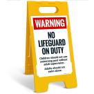 Warning No Lifeguard On Duty Children Should Not Use Swimming Pool Folding Floor Sign,