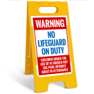 No Lifeguard On Duty Children Under 14 Do Not Use Pool Folding Floor Sign,