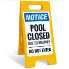 Pool Closed Due To Weather Do Not Enter Folding Floor Sign,