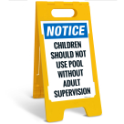 Notice Children Should Not Use Pool Without Adult SupervIsion Folding Floor Sign,