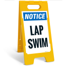 Notice Lap Swim Folding Floor Sign,