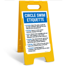 Circle Swim Etiquette Folding Floor Sign,