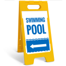 Swimming Pool With Left Arrow Folding Floor Sign,