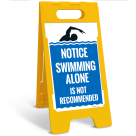 Notice Swimming Alone Is Not Recommended Folding Floor Sign,