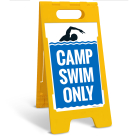 Camp Swim Only Folding Floor Sign,