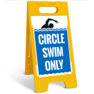 Circle Swim Only Folding Floor Sign,