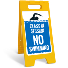 Class In Session No Swimming Folding Floor Sign,