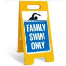 Family Swim Only Folding Floor Sign,