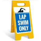 Lap Swim Only Folding Floor Sign,