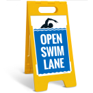 Open Swim Lane Folding Floor Sign,