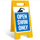 Open Swim Only Folding Floor Sign,