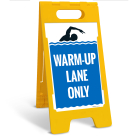 Warm Up Lane Only Folding Floor Sign,
