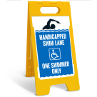 Handicapped Swim Lane One Swimmer Only Folding Floor Sign,