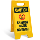 Caution Shallow Water No Diving With Head Injury No Diving Folding Floor Sign,