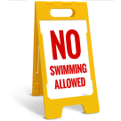 No Swimming Allowed Folding Floor Sign,