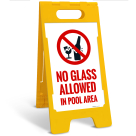 No Glass Allowed In Pool Area Folding Floor Sign,