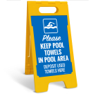 Please Keep Pool Towels In Pool Area Deposit Used Towels Here Folding Floor Sign,