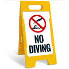 No Diving With Graphic Folding Floor Sign,