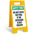 Do Not Enter The Pool If The Lifeguard Is Not Present Folding Floor Sign,