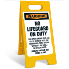 Warning No Lifeguard On Duty Children Under 14 Should Not Use Swimming Folding Floor Sign,