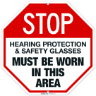 Hearing Protection And Safety Glasses Must Be Worn In This Area Sign,