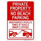 Private Property No Beach Parking Sign,
