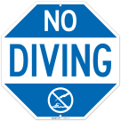 No Diving Octagon Sign With Graphic Sign,