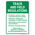 Track And Field Regulations No Tobacco Alcohol Sign,