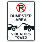 No Parking Dumpster Area Violators Towed Sign,