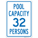Pool Capacity 32 Persons Sign,