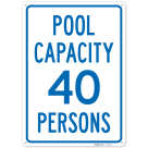 Pool Capacity 40 Persons Sign,