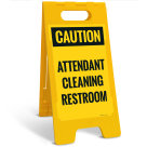 Caution Attendant Cleaning Restroom Sidewalk Sign Kit,