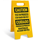 Caution Test In Process Stay Back 100 Feet Bilingual Sidewalk Sign Kit,