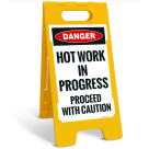 Danger Hot Work In Progressproceed With Caution Sidewalk Sign Kit,