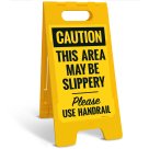 Caution This Area May Be Slippery Please Use Handrail Sidewalk Sign Kit,